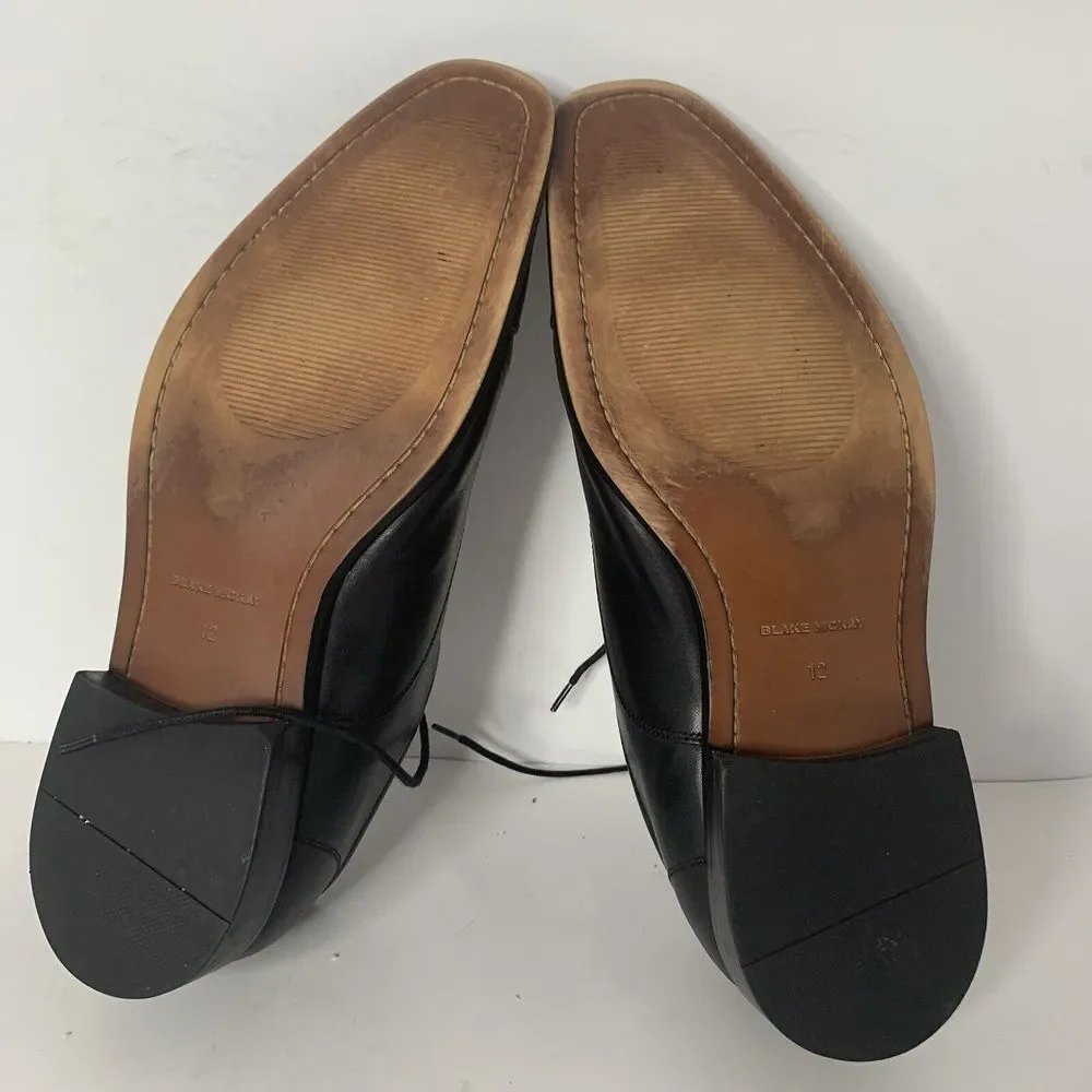 Blake Mckay Men's Oxford Dress Shoe‎ Size 12 Plain Toe Black Leather Derby